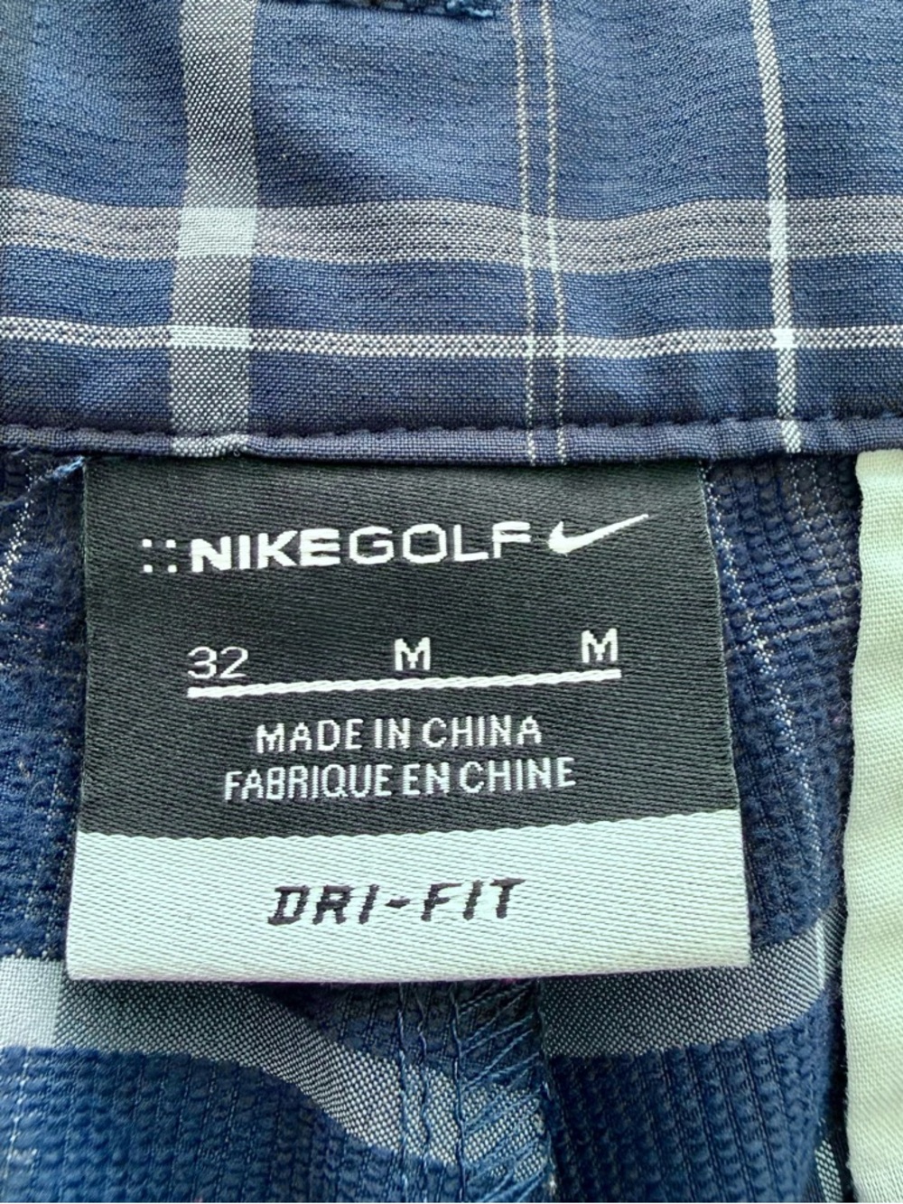 Nike Golf Dri-FIT Men's 32 Navy‎ Blue Plaid Flat Front Golf Shorts 11" Inseam - Picture 6 of 7